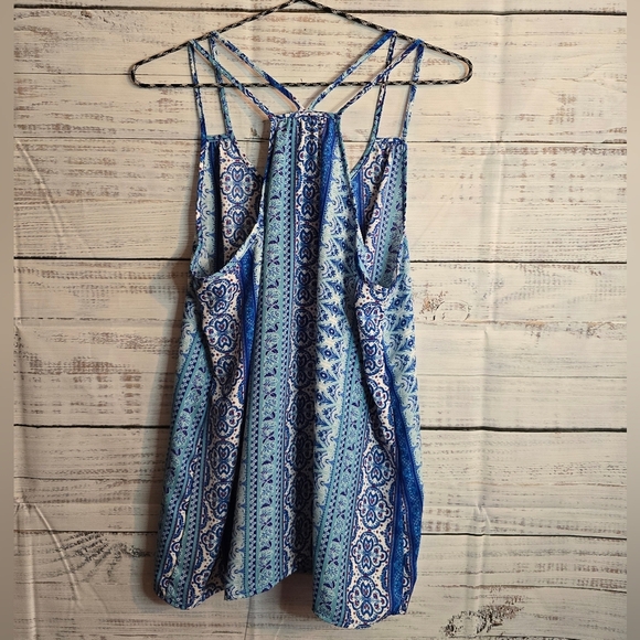 2 Pink Rose Summer Tank Tops Pink And Blue Womans Size Large - Picture 5 of 10